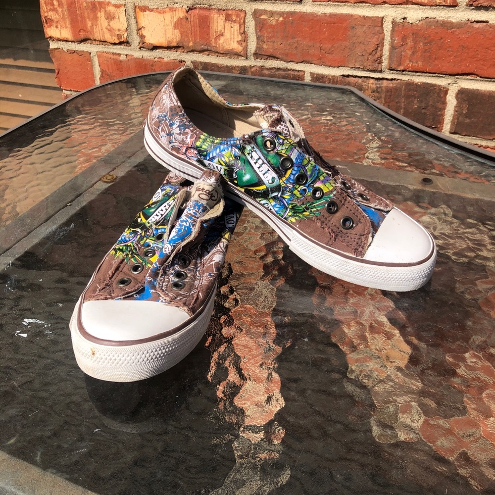 Ed Hardy Multicolor Graphic Women's Sneakers